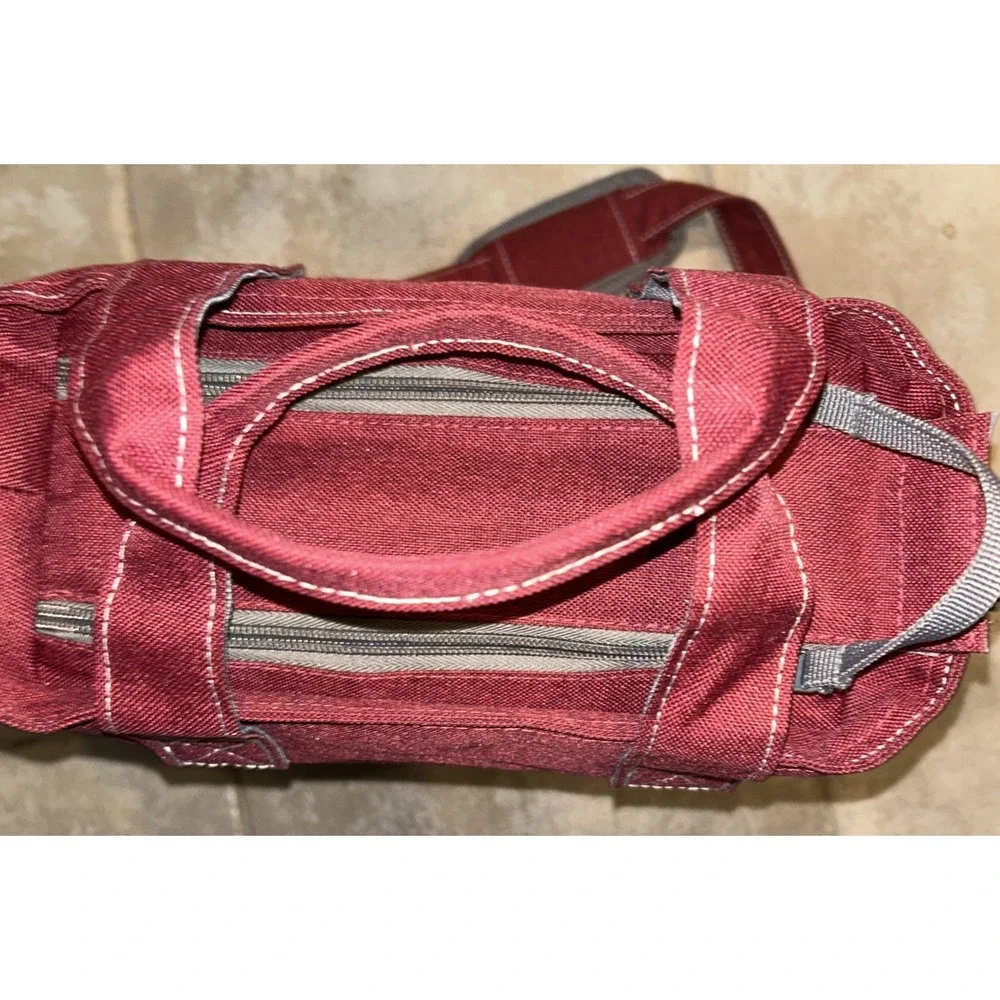 Lock & Lock Insulated Lunch Bag Red & Gray Double Zippered with Shoulder Strap